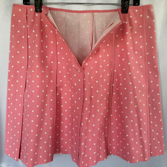 Ann Taylor LOFT, Polka Dot, Pleated, A-line, Coral-Pink Skirt, Women's Size 14 - Picture 3 of 6